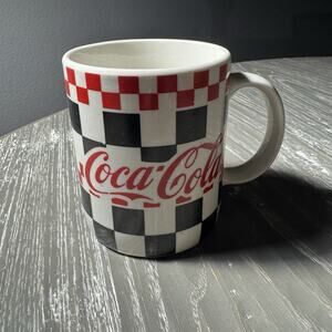 Vintage Coca-Cola Coke Checkered Coffee Mug Cup By Gibson 1996 Retro Collect Che
